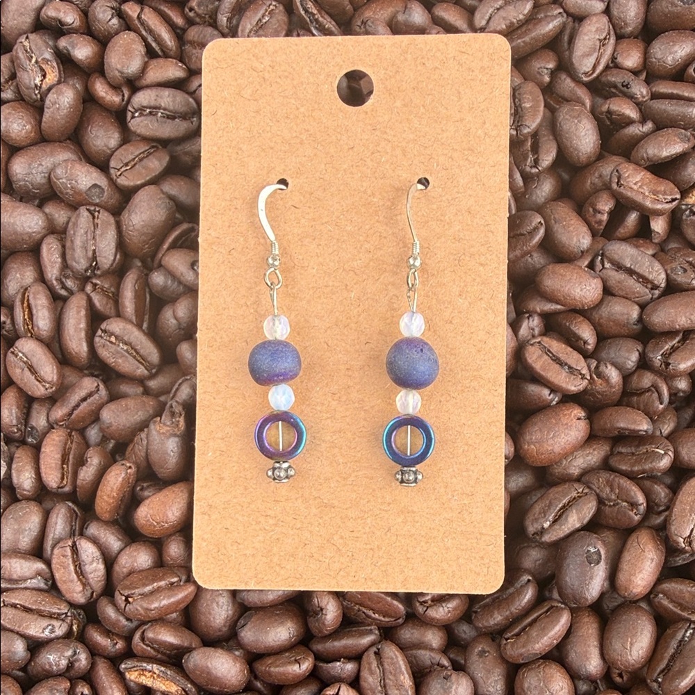 Handmade Purple Bead Drop Earrings by